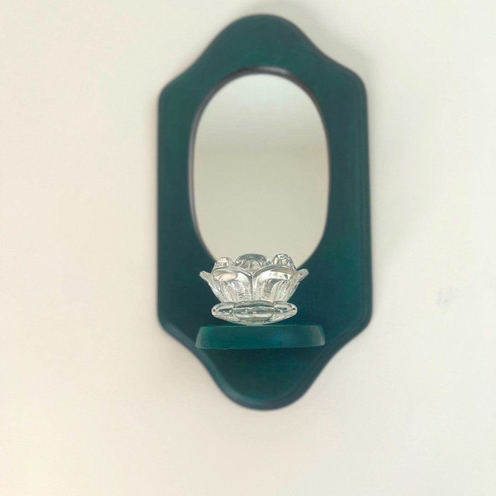 Vintage wood mirror candle holder
